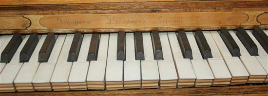 An early 19th century mahogany and satinwood banded double harpsichord, by John Broadwood, L.7ft 11in.